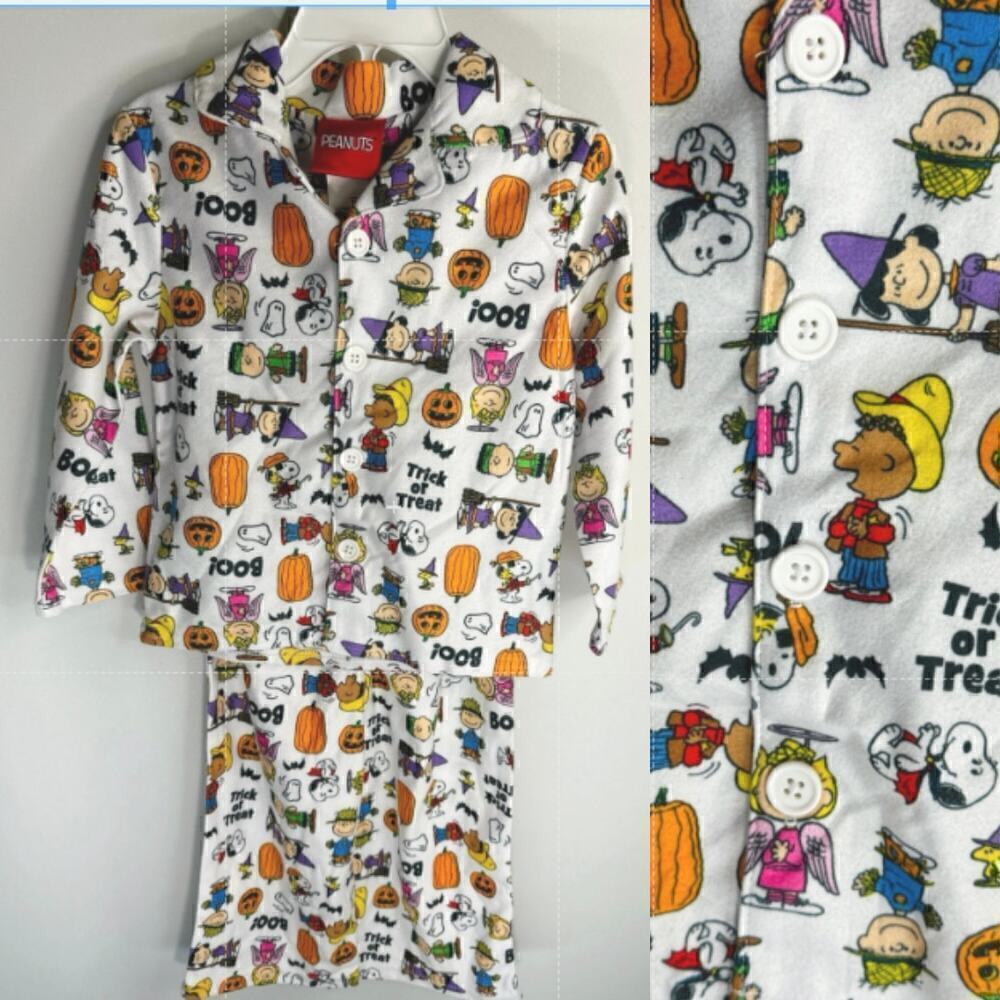 Peanuts Halloween Button down Pajamas Two Pieces Set 3T NWT